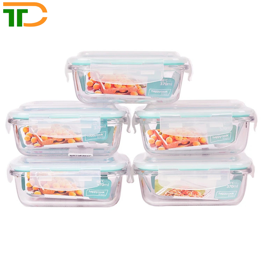 HỘP THỦY TINH CHỮ NHẬT HAPPY COOK 370ML HCG-037R