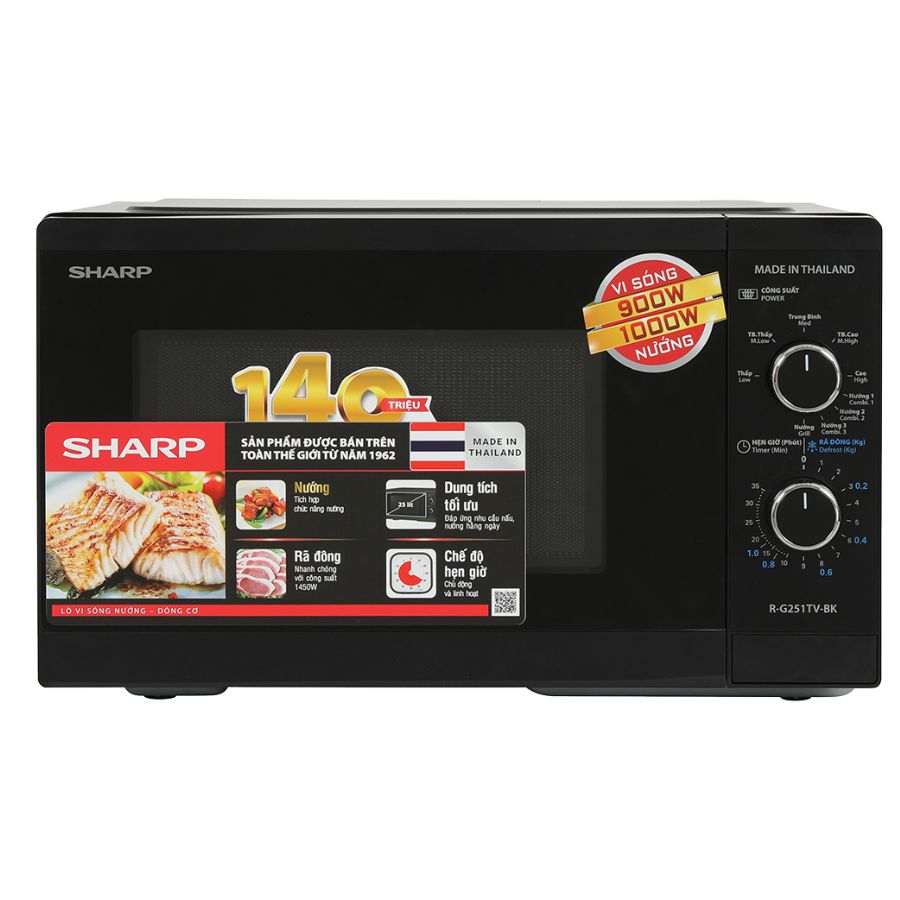 LÒ VI SÓNG SHARP R-G251TV-BK - KÈM NƯỚNG